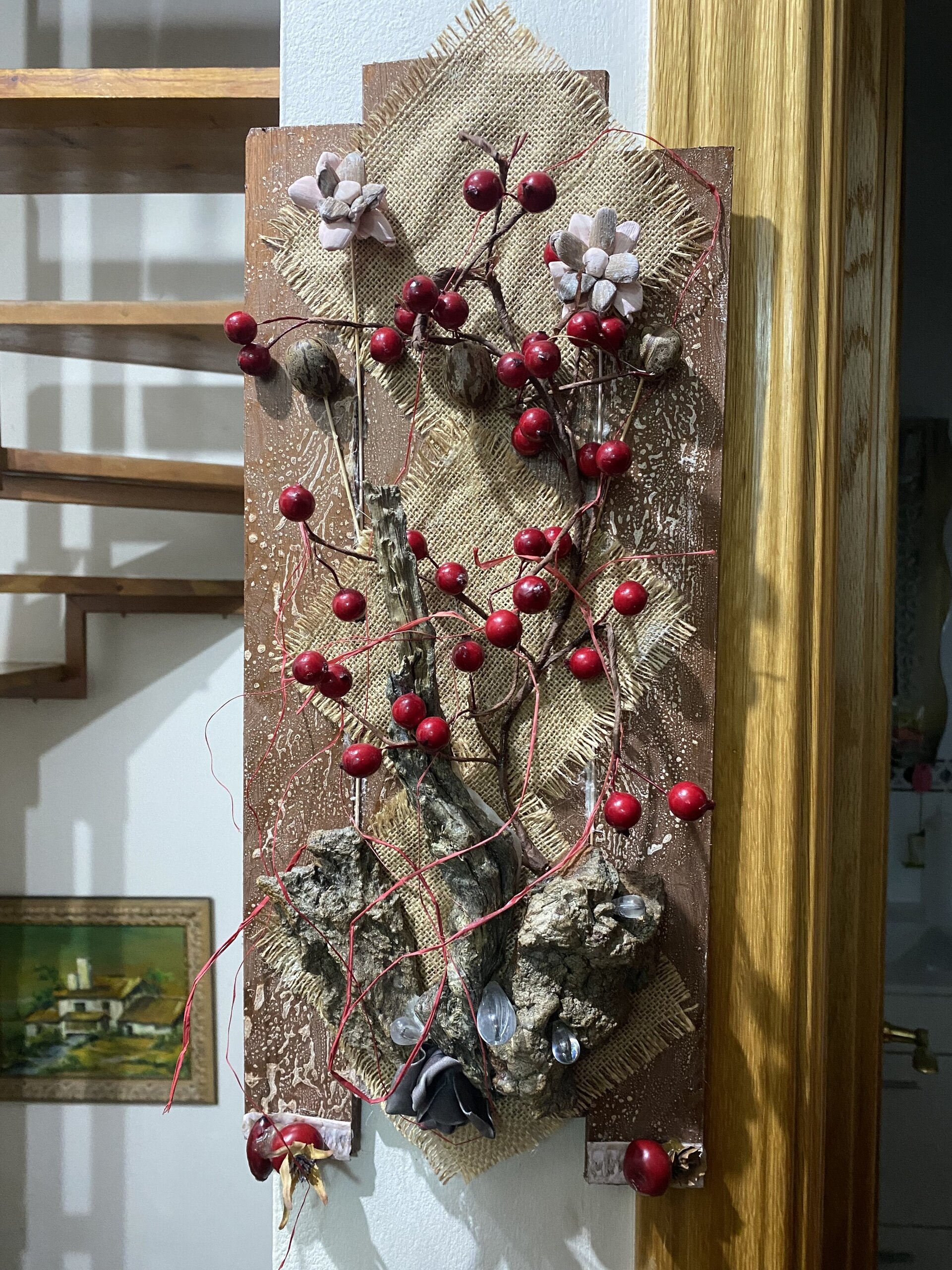 Tabla con Tronco Natural y Decoración Navideña | Decoración Festiva - 3